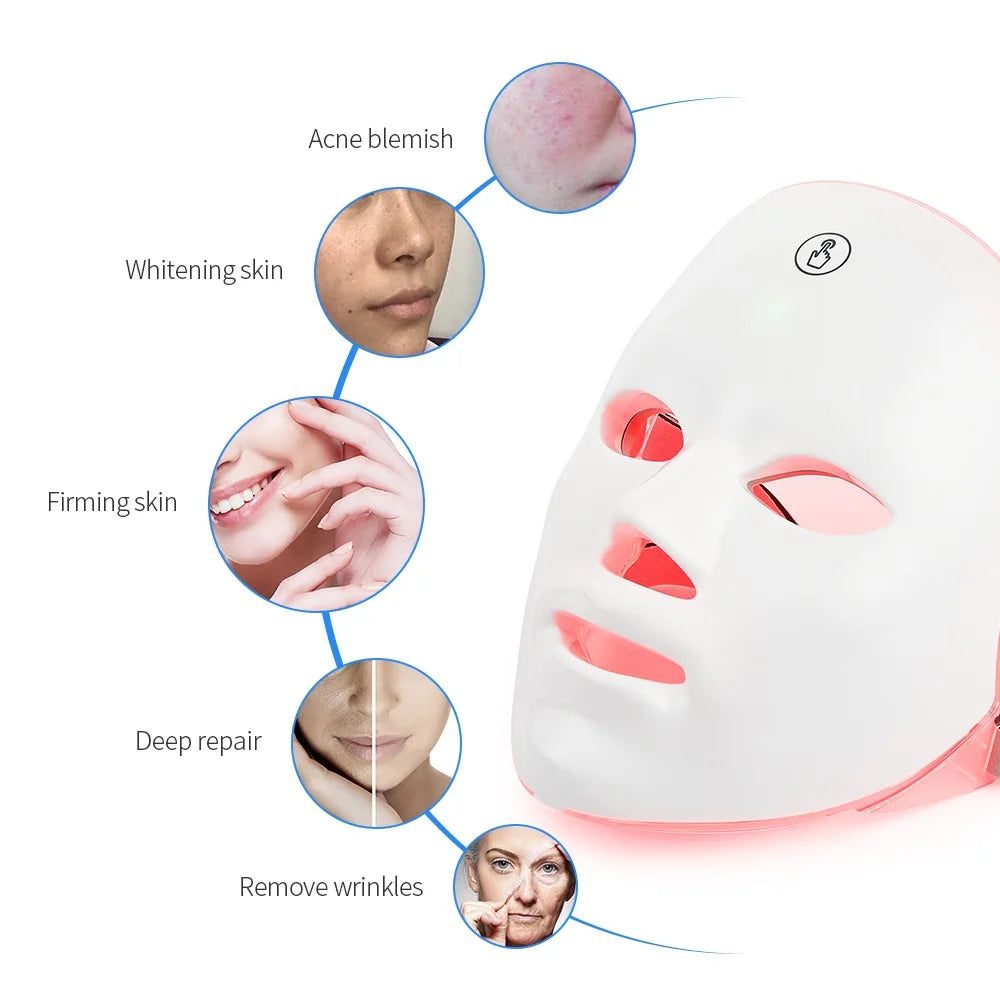 7-Color LED Light Therapy Mask – Wireless Skin Rejuvenation & Acne Treatment Device