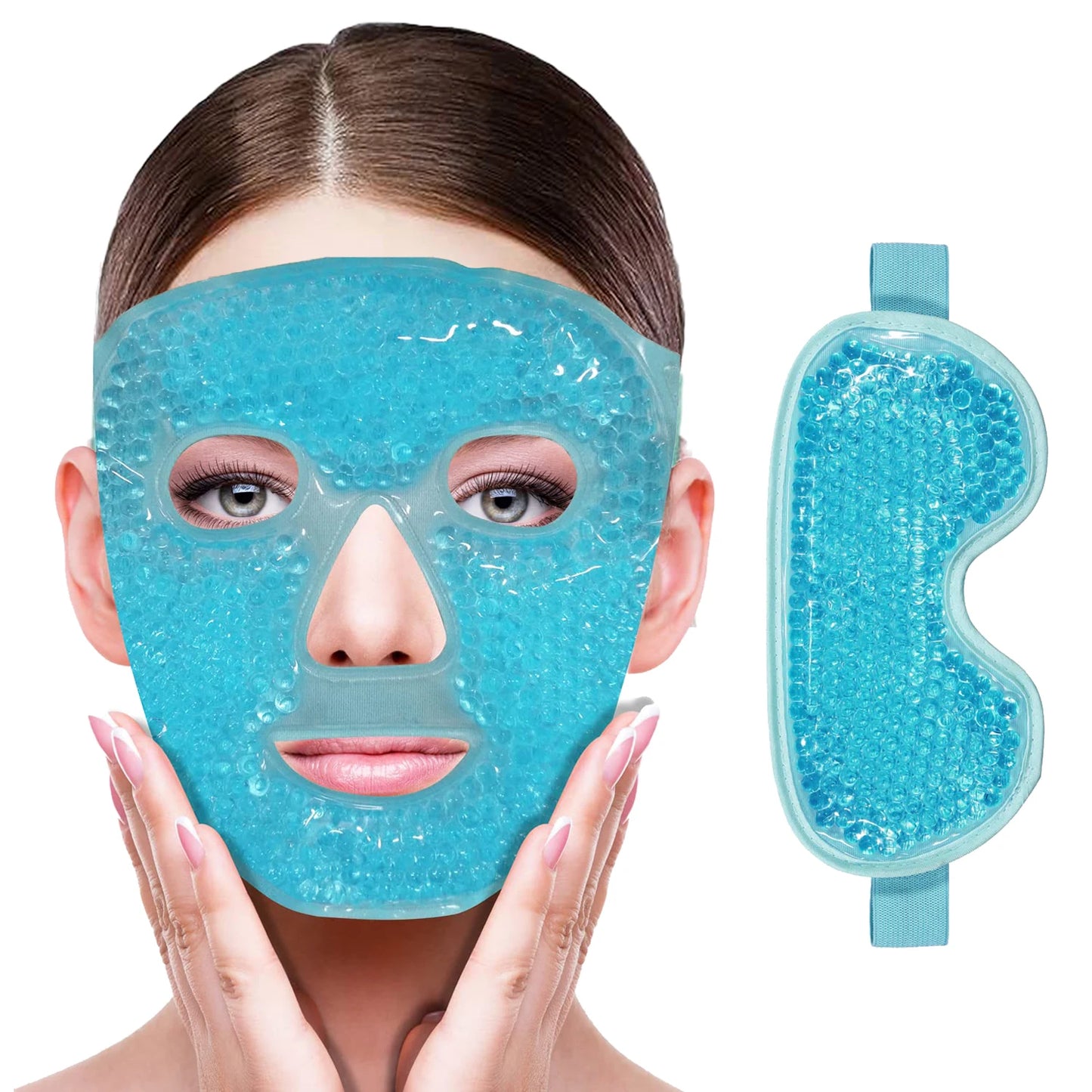 Hot & Cold Gel Bead Therapy Mask β Reusable Face & Eye Compress for Puffiness, Migraines & Stress Relief