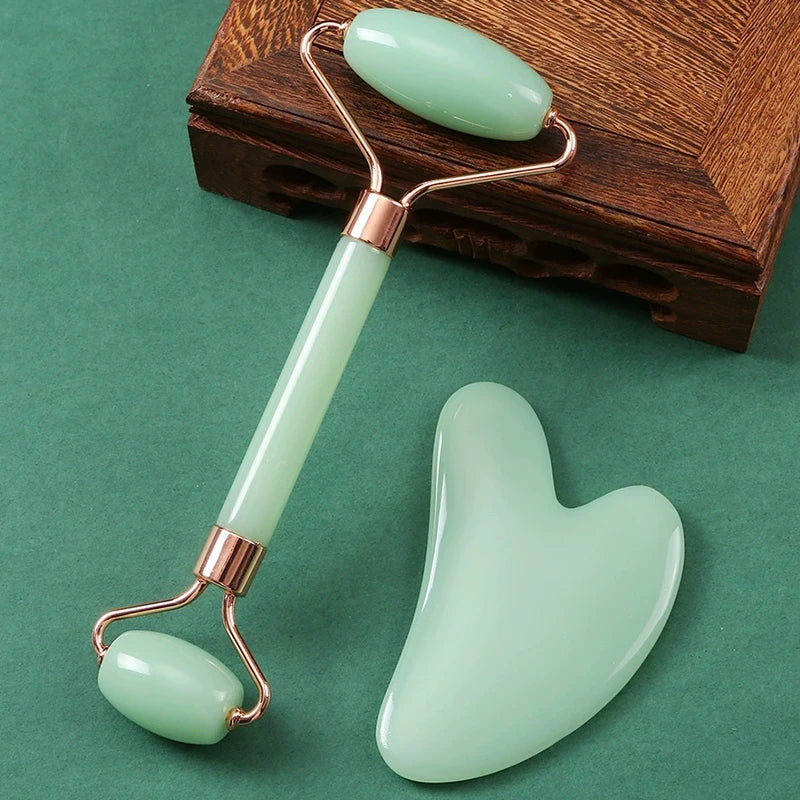 Rose Quartz Face Roller & Gua Sha Set – Anti-Aging Skin Massager for Lifting, Sculpting & Glowing Skin | Reduces Puffiness & Wrinkles