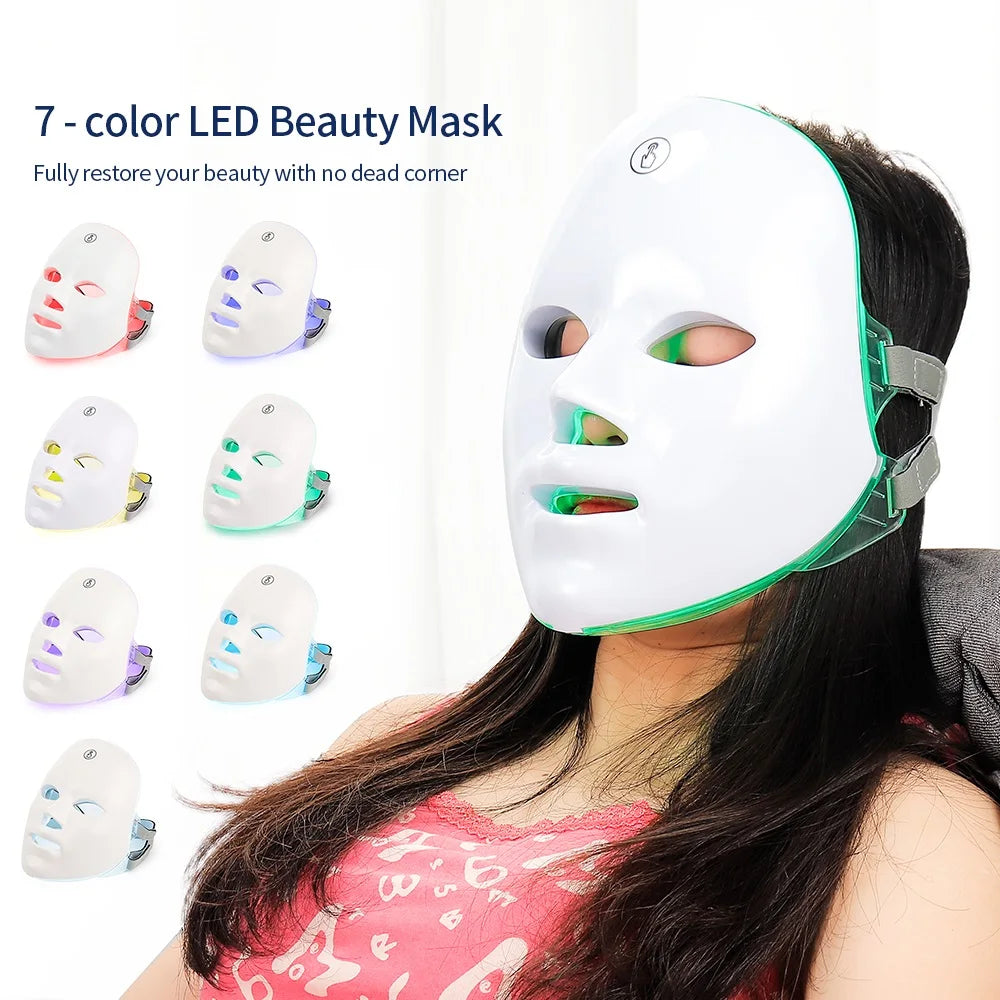 7-Color LED Light Therapy Mask – Wireless Skin Rejuvenation & Acne Treatment Device