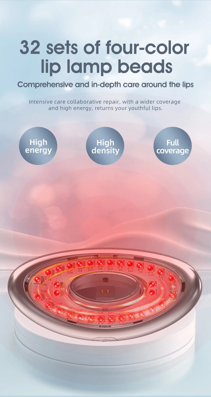 2-in-1 LED Phototherapy Lip & Teeth Care Device – Dual Repair for Plump Lips & Whiter Smile | Anti-Aging Light Therapy Massage