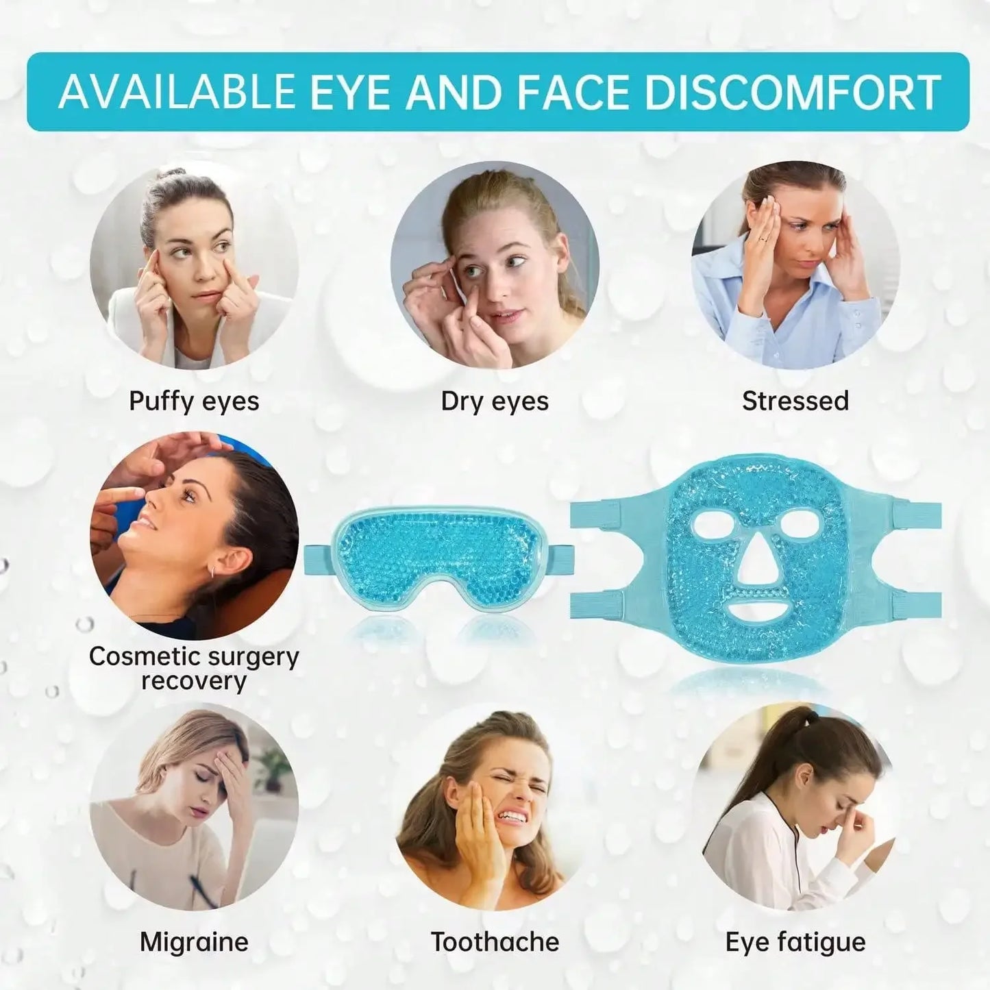 Hot & Cold Gel Bead Therapy Mask β Reusable Face & Eye Compress for Puffiness, Migraines & Stress Relief