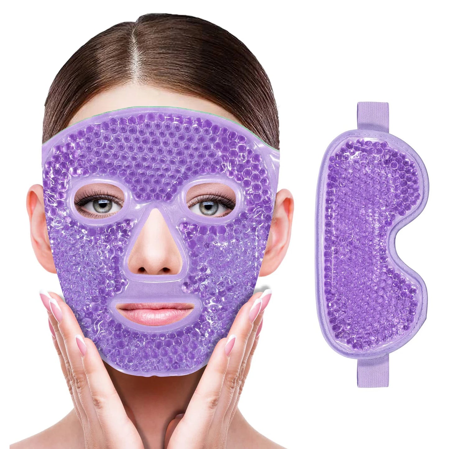 Hot & Cold Gel Bead Therapy Mask β Reusable Face & Eye Compress for Puffiness, Migraines & Stress Relief
