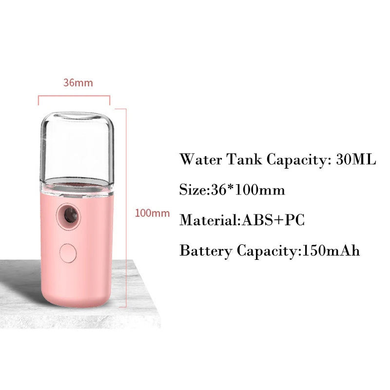 Portable Nano Facial Mister – Hydrating USB Rechargeable Face Steamer for Glowing Skin