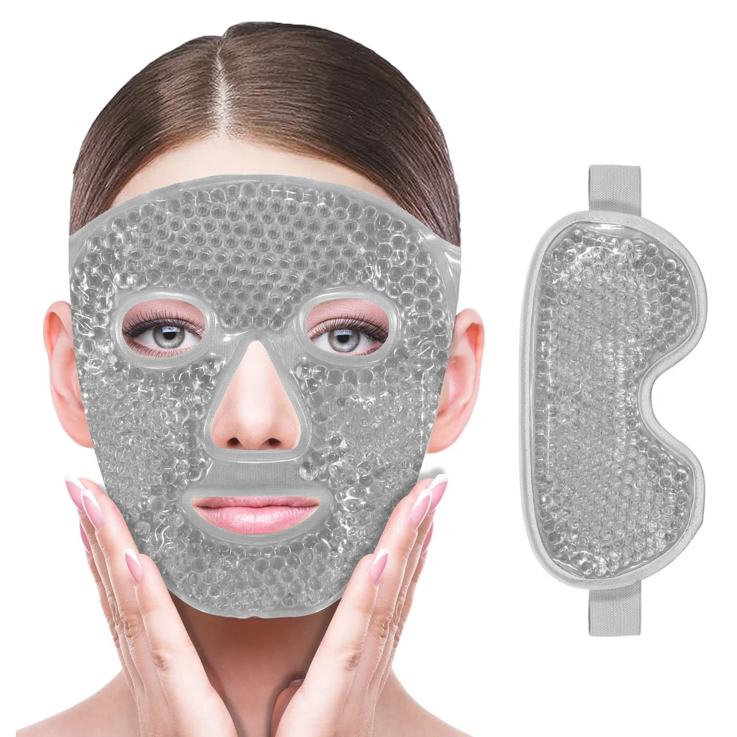 Hot & Cold Gel Bead Therapy Mask β Reusable Face & Eye Compress for Puffiness, Migraines & Stress Relief