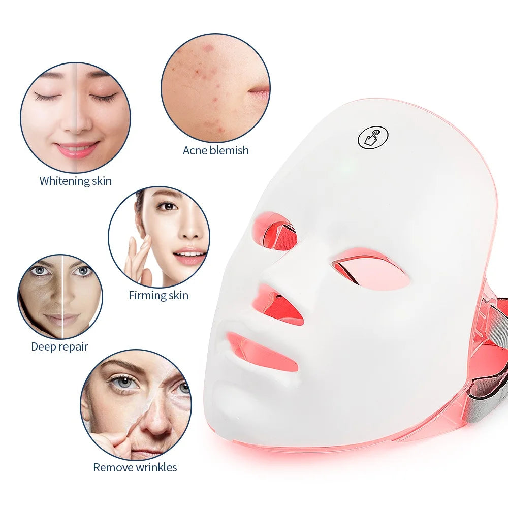 7-Color LED Light Therapy Mask – Wireless Skin Rejuvenation & Acne Treatment Device