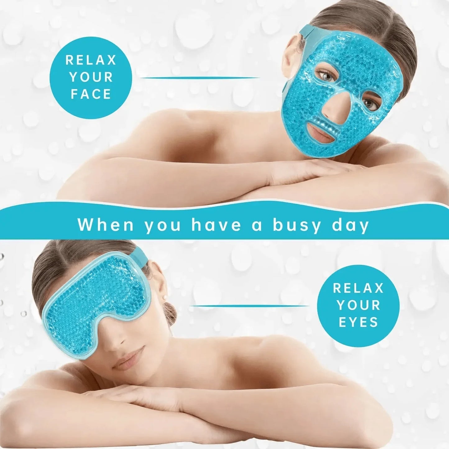Hot & Cold Gel Bead Therapy Mask β Reusable Face & Eye Compress for Puffiness, Migraines & Stress Relief