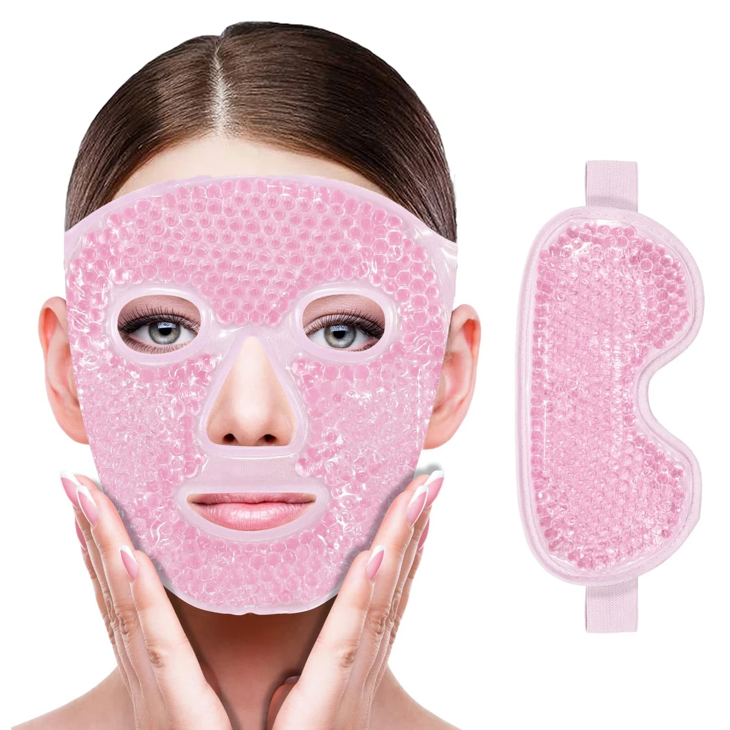 Hot & Cold Gel Bead Therapy Mask β Reusable Face & Eye Compress for Puffiness, Migraines & Stress Relief