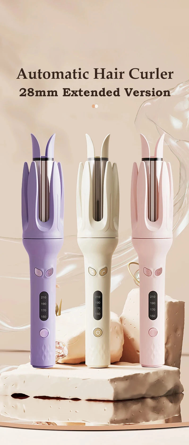 Automatic Hair Curler – 28mm Rotating Ionic Curling Iron | No-Tangle, No-Burn, Effortless Curls for All Hair Types