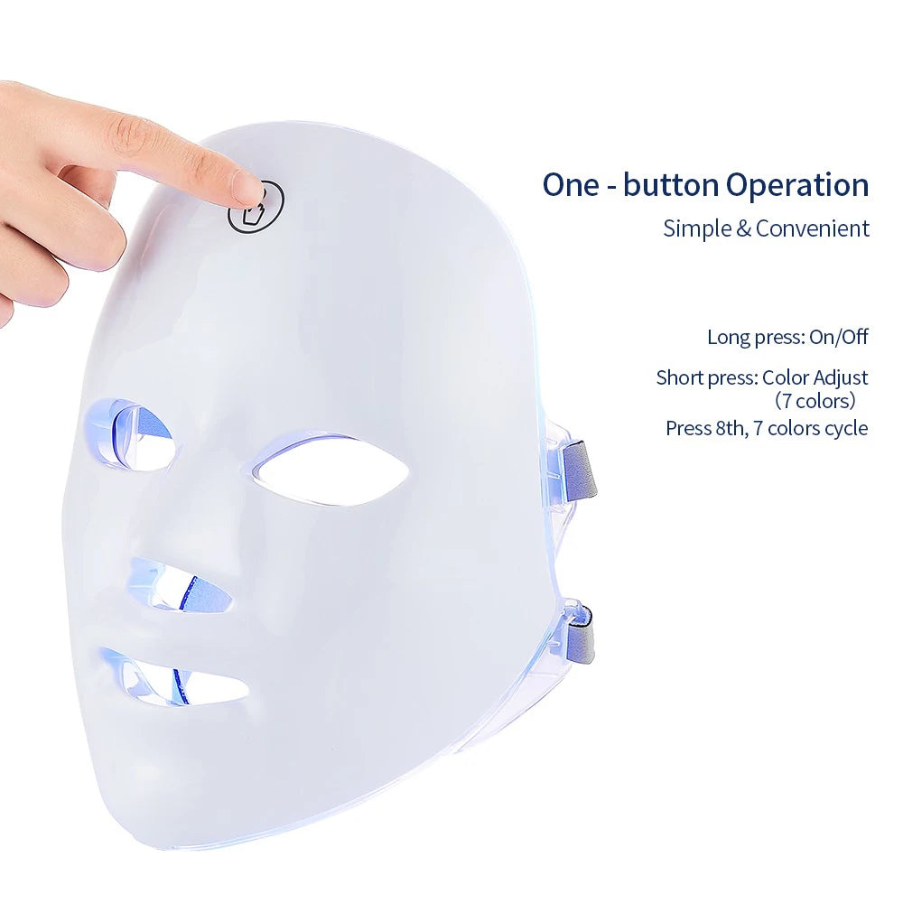 7-Color LED Light Therapy Mask – Wireless Skin Rejuvenation & Acne Treatment Device