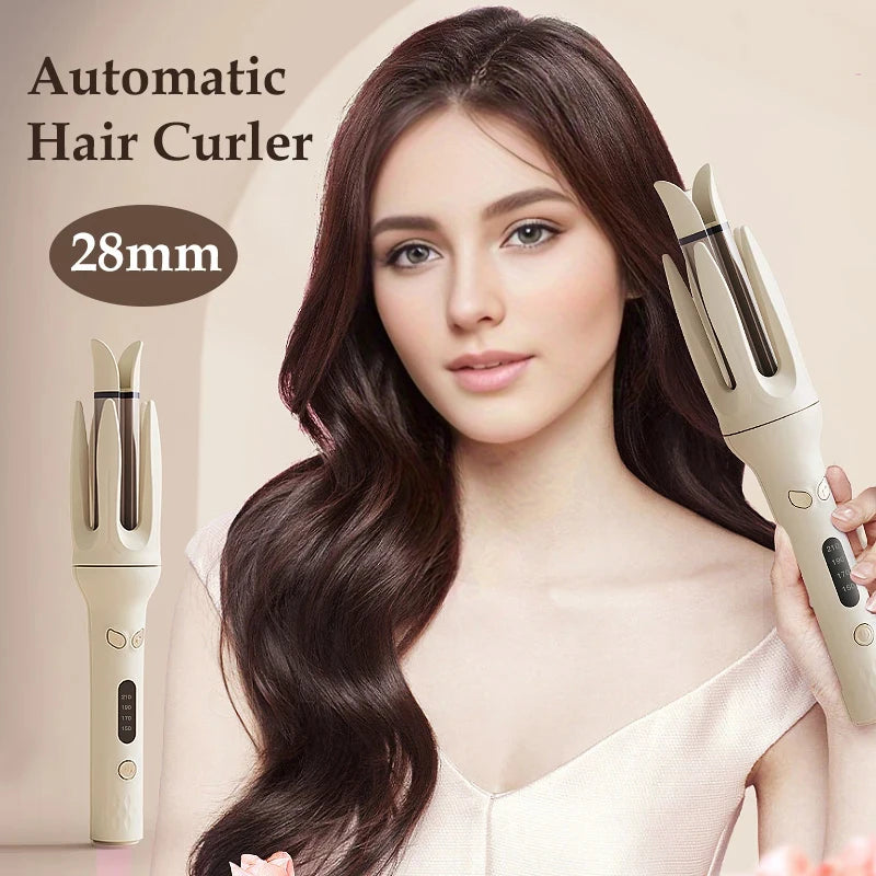 Automatic Hair Curler – 28mm Rotating Ionic Curling Iron | No-Tangle, No-Burn, Effortless Curls for All Hair Types