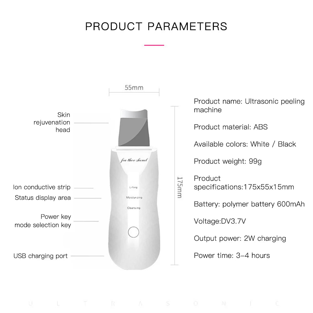 Ultrasonic Skin Scrubber & Blackhead Remover – Deep Pore Facial Cleaner for Glowing Skin