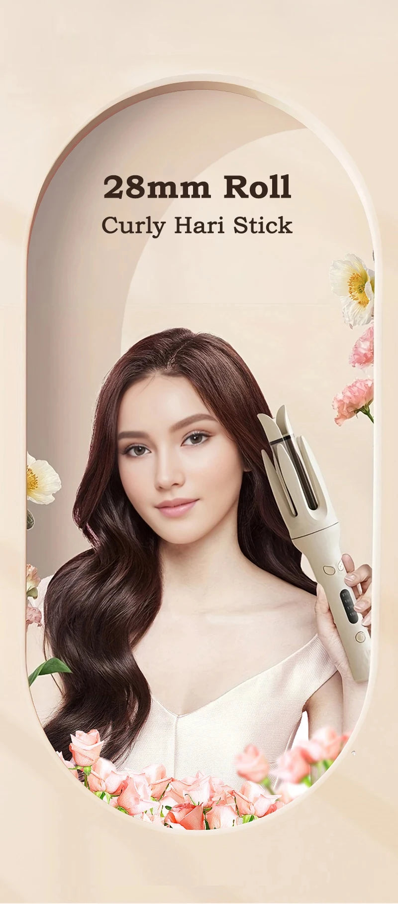 Automatic Hair Curler – 28mm Rotating Ionic Curling Iron | No-Tangle, No-Burn, Effortless Curls for All Hair Types