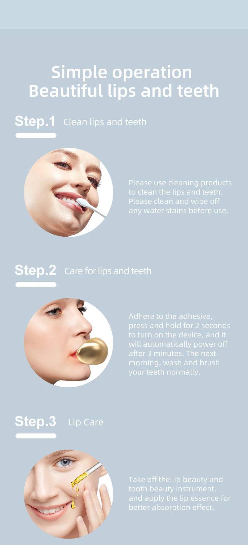 2-in-1 LED Phototherapy Lip & Teeth Care Device – Dual Repair for Plump Lips & Whiter Smile | Anti-Aging Light Therapy Massage