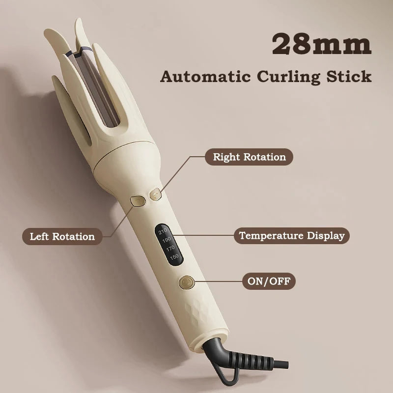 Automatic Hair Curler – 28mm Rotating Ionic Curling Iron | No-Tangle, No-Burn, Effortless Curls for All Hair Types