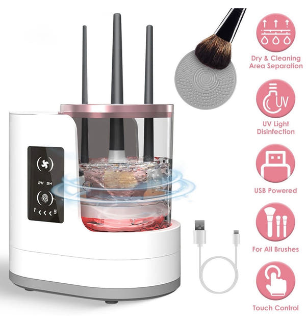 Electric Makeup Brush Cleaner & Dryer Machine – Automatic Deep Cleaning & Fast Drying USB Rechargeable Beauty Tool