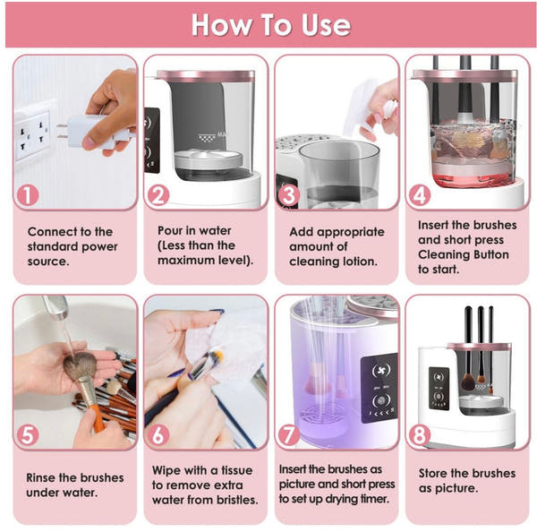 Electric Makeup Brush Cleaner & Dryer Machine – Automatic Deep Cleaning & Fast Drying USB Rechargeable Beauty Tool