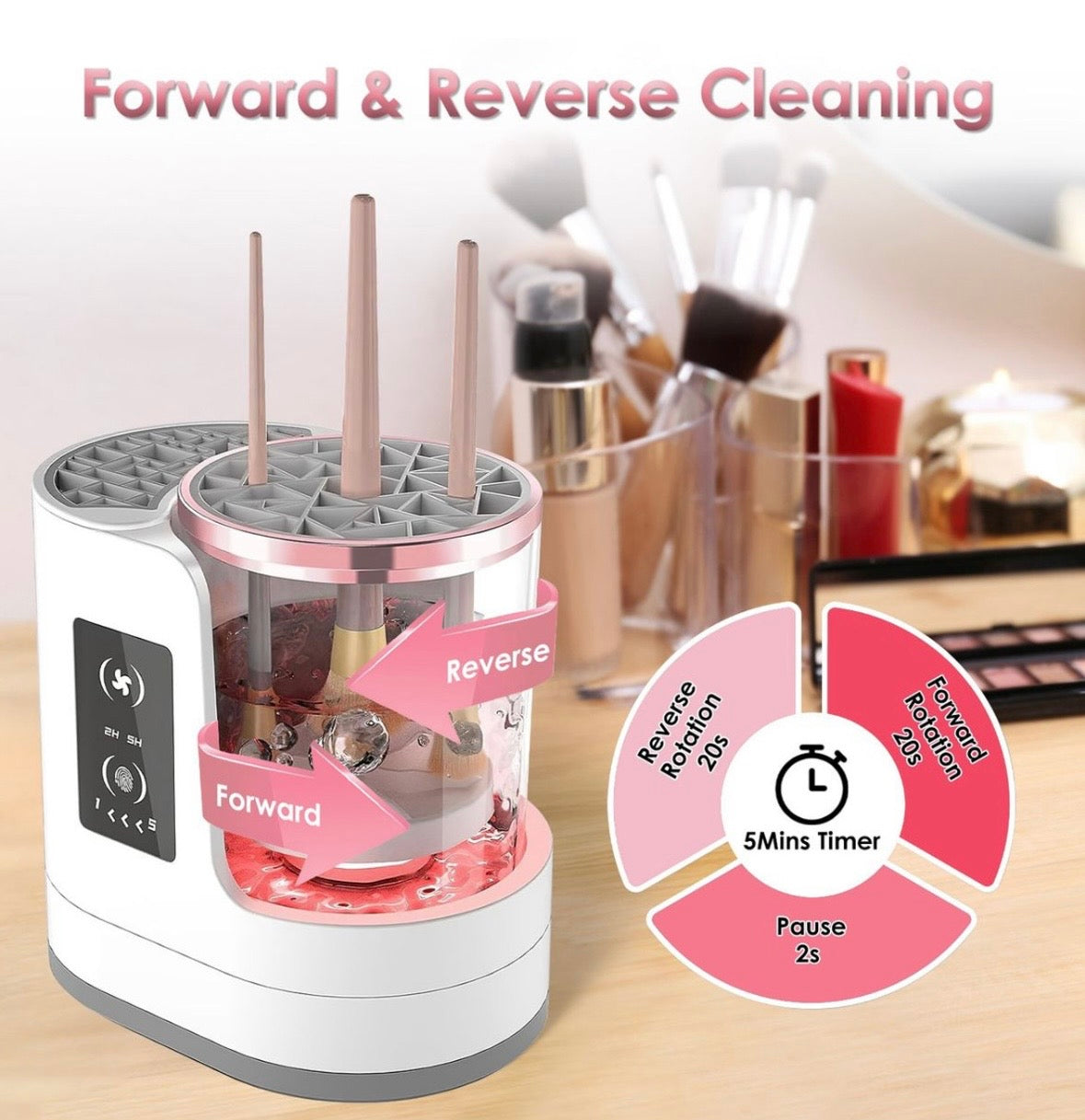 Electric Makeup Brush Cleaner & Dryer Machine – Automatic Deep Cleaning & Fast Drying USB Rechargeable Beauty Tool