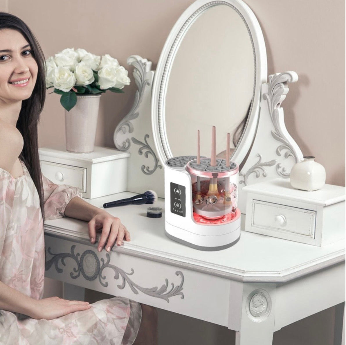 Electric Makeup Brush Cleaner & Dryer Machine – Automatic Deep Cleaning & Fast Drying USB Rechargeable Beauty Tool