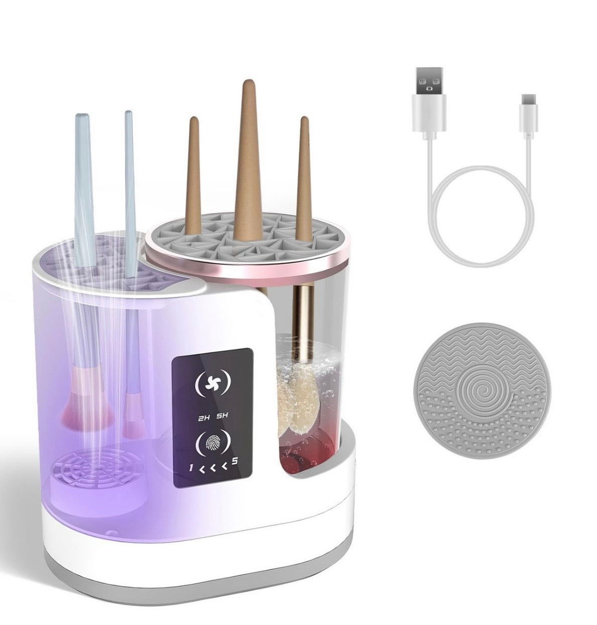 Electric Makeup Brush Cleaner & Dryer Machine – Automatic Deep Cleaning & Fast Drying USB Rechargeable Beauty Tool