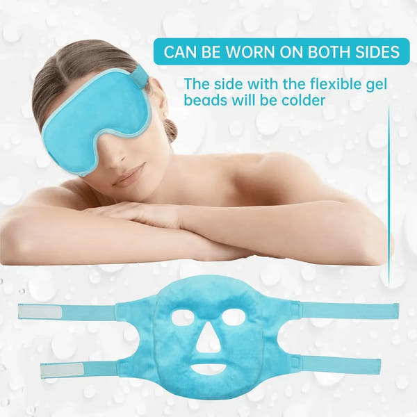 Hot & Cold Gel Bead Therapy Mask – Reusable Face & Eye Compress for Puffiness, Migraines & Stress Relief