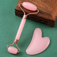 Rose Quartz Face Roller & Gua Sha Set – Anti-Aging Skin Massager for Lifting, Sculpting & Glowing Skin | Reduces Puffiness & Wrinkles