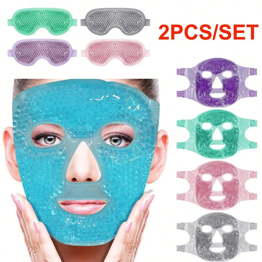 Hot & Cold Gel Bead Therapy Mask – Reusable Face & Eye Compress for Puffiness, Migraines & Stress Relief