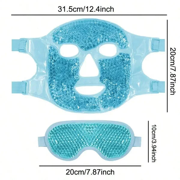 Hot & Cold Gel Bead Therapy Mask – Reusable Face & Eye Compress for Puffiness, Migraines & Stress Relief